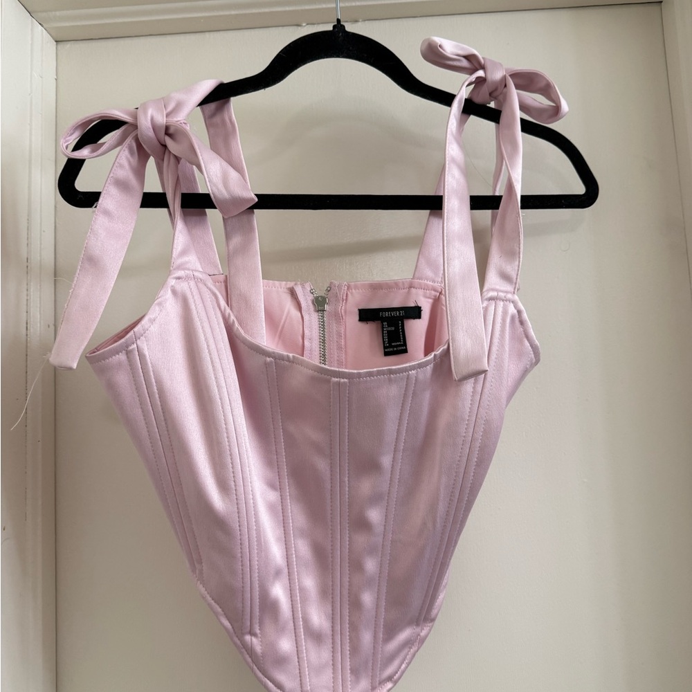 Forever 21 Light Pink Corset with Bow Straps